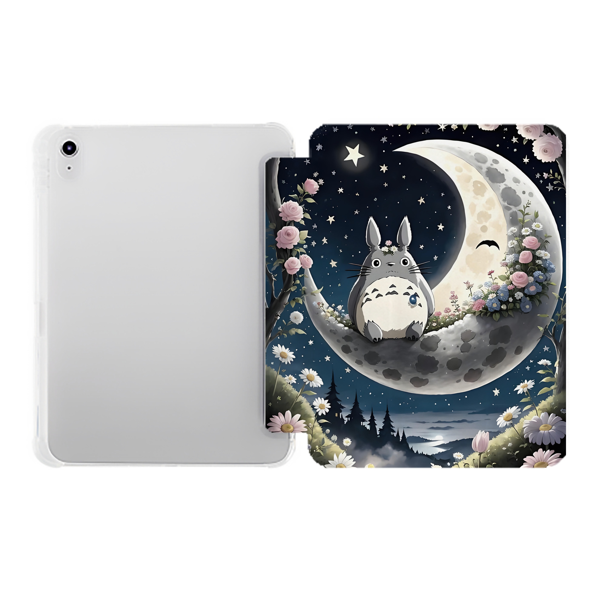 （画像用） となりのトトロ 草壁メイ 草壁サツキ My Neighbor Totoro Satsuki Kusakabe Mei Kusakabe IPad ケース ペン収納付き 三つ折りスタンド PUレザー×シリコン 対応機種9.5/10.5/10.9インチ